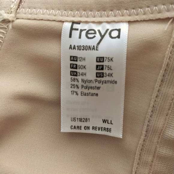 NWT Freya Fancies Full Figure Underwire Balconette Natural Beige Bra 34K - Picture 6 of 6